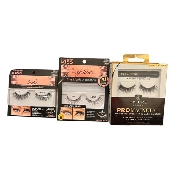 Lot Of 3 - Eylure London Pro‎ Magnetic System Lashes / Kiss Magnetic Lashes NEW - Picture 1 of 5